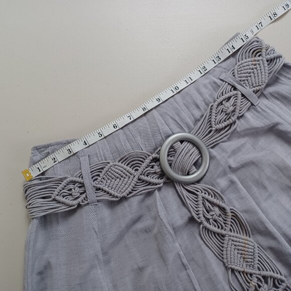 Linea Domani Lilac Grey Macramé Belted Crinkle Midi Skirt - Picture 8 of 16
